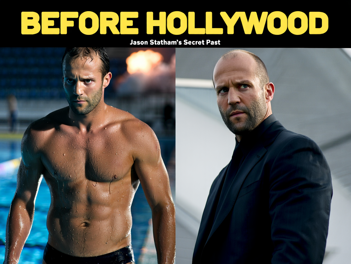 Young Jason Statham before Hollywood fame during his professional diving career beside his modern action star appearance
